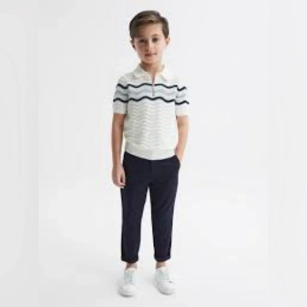 Reiss Cole Junior Quarter Zip Textured‎ T-Shirt In Optic White Size 11 - 12Y